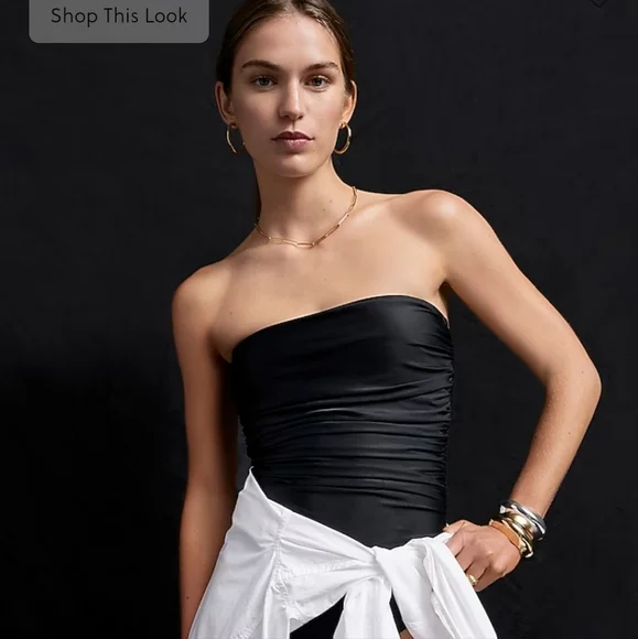 J Crew Ruched bandeau one-piece swimsuit, NWT, Sz 10 Navy - Picture 4 of 11